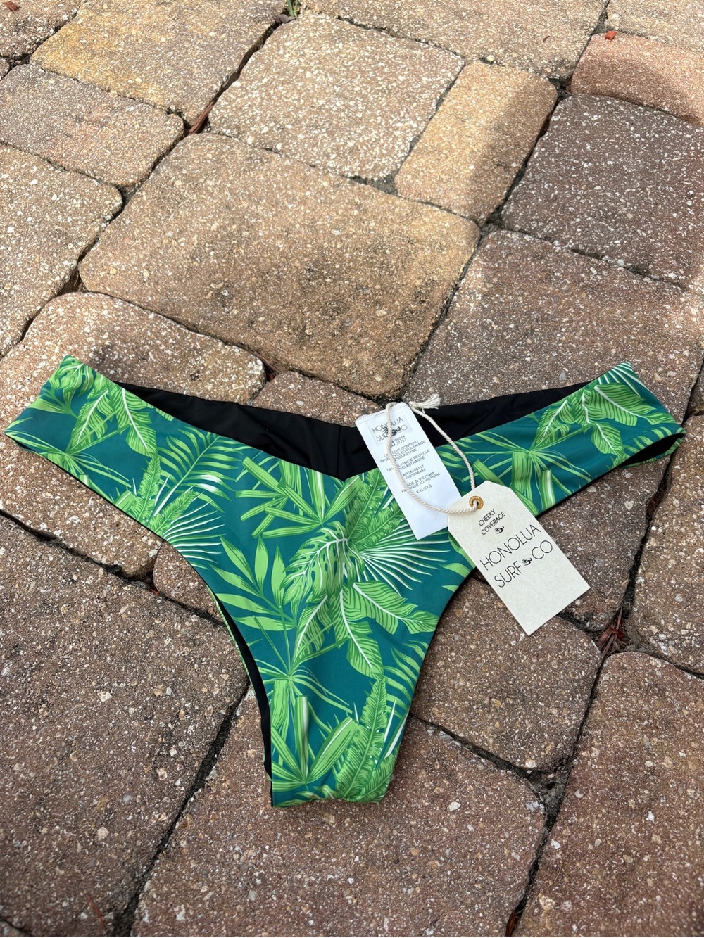 NWT Honolulu Surf Co Green Tropical Print Bikini Bottom